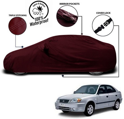 ANTHUB Car Cover For Hyundai Accent Viva (With Mirror Pockets)(Red)