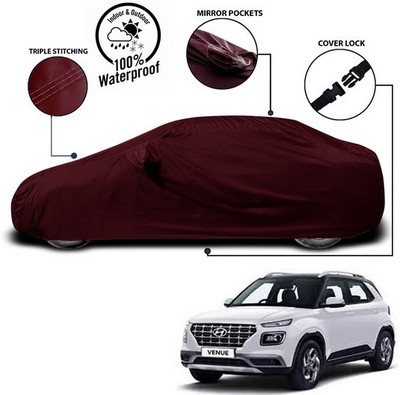 SEBONGO Car Cover For Hyundai Venue (With Mirror Pockets)(Red)