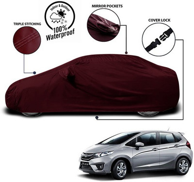 ANTHUB Car Cover For Honda Jazz (With Mirror Pockets)(Red)