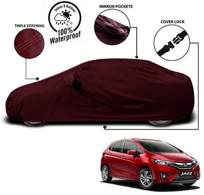 ANTHUB Car Cover For Honda Jazz (With Mirror Pockets)(Red)