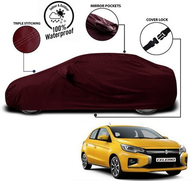 SEBONGO Car Cover For Maruti Suzuki Celerio (With Mirror Pockets)(Red)