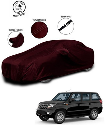 SEBONGO Car Cover For Mahindra TUV300 Plus Facelift (With Mirror Pockets)(Red)