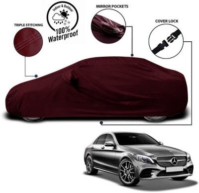 SEBONGO Car Cover For Mercedes Benz Universal For Sedan (With Mirror Pockets)(Red)