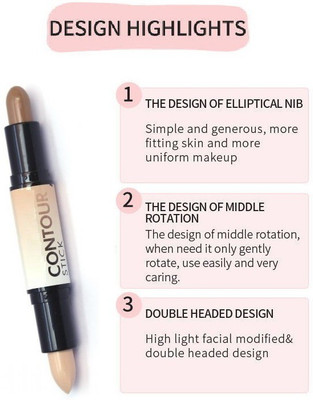 THTC Best Face Dual-ended Highlighter Sticks Cream Concealer & Contour Stick Concealer(Brown,Beige, 6 g)