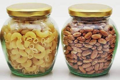 Sitaram Creation Glass Grocery Container  - 400 ml(Pack of 2, Gold)