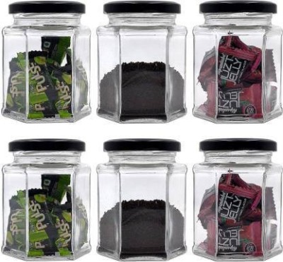 Coozico Glass Honey Jar  - 250 ml(Pack of 6, Clear, Black)