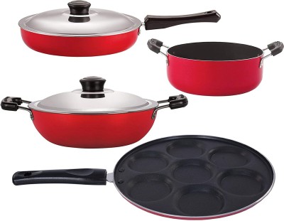 NIRLON FP13_DKD(M)_UP7_CS22 Non-Stick Coated Cookware Set(PTFE (Non-stick), Aluminium, 4 - Piece)