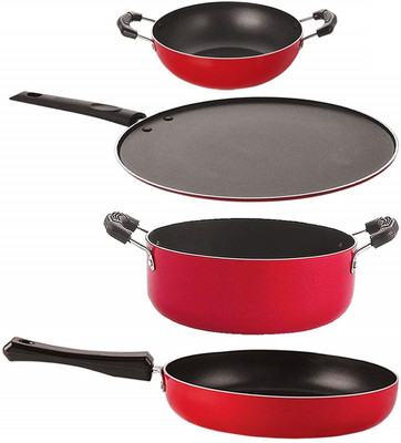 NIRLON FP13_KD10_ST12_CS24 Non-Stick Coated Cookware Set(PTFE (Non-stick), Aluminium, 4 - Piece)