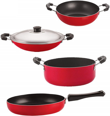 NIRLON FP13_KD11_AC_CS24 Non-Stick Coated Cookware Set(PTFE (Non-stick), Aluminium, 4 - Piece)