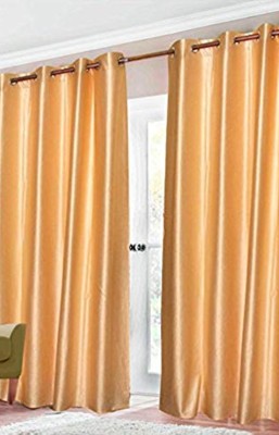 SUHANA FAB 272 cm (9 ft) Polyester Semi Transparent Long Door Curtain (Pack Of 2)(Plain, Gold)