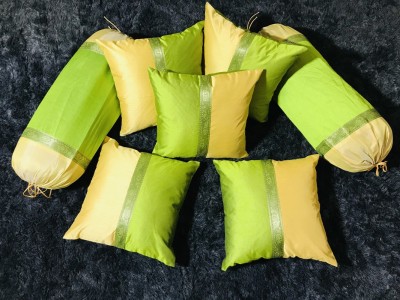 FabLinen Polyester Cushions & Bolsters Cover(Pack of 7, 40 cm*40 cm, Green)