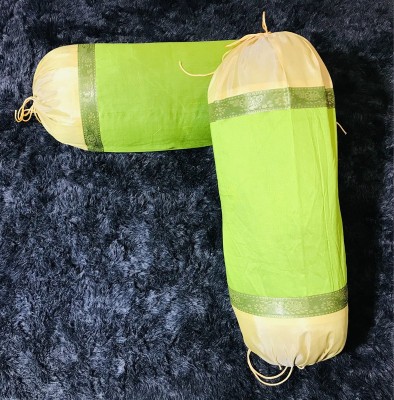 FabLinen Polyester Bolsters Cover(Pack of 2, 40 cm*77 cm, Green)