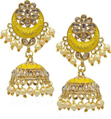 J J jewellers Ethnic Enamelling Jhumki Earring For Women and Girls Beads, Pearl Stone, Brass Jhumki Earring