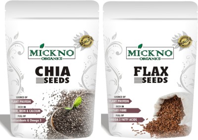 mickno organics Chia Seeds Flax Seeds Combo For Weight Loss & Eating Chia Seeds, Brown Flax Seeds(400 g, Pack of 2)
