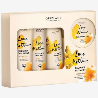 Oriflame Radiance Facial Kit with Organic Milk, Honey and Turmeric(4 x 125 ml)