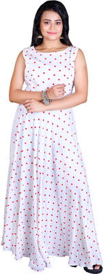 DRESSED UP DIVAS Flared/A-line Gown(White)