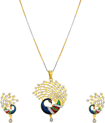 anjni creation Brass Gold-plated Gold, Silver Jewellery Set(Pack of 1)
