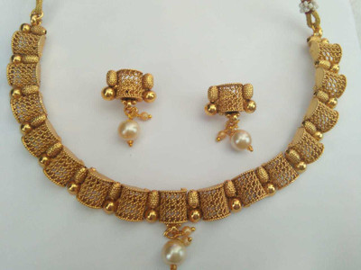 Shreenath Brass, Copper Gold-plated White Jewellery Set(Pack of 1)