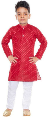 Born Wear Boys Festive & Party Kurta and Pyjama Set(Maroon Pack of 1)