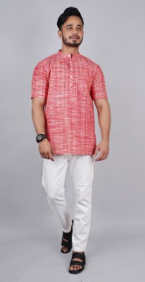 Latest Plus Men Printed Straight Kurta(Red)