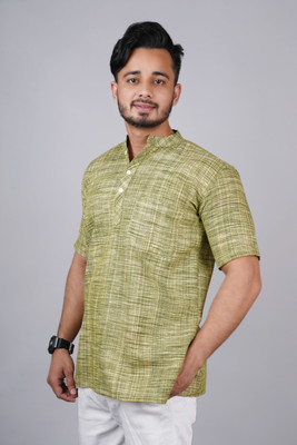 Latest Plus Men Printed Straight Kurta(Green)