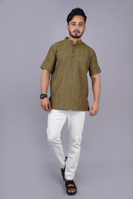 Latest Plus Men Printed Straight Kurta(Green)