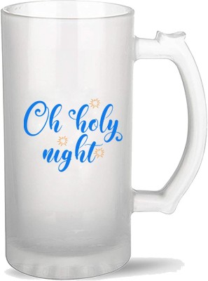 Shreysam |OH Holy Night| Printed On Frosted Beer Glass- 16Oz | Best Gift for Friend Glass Frosty Freezer Beer Mug(470 ml)