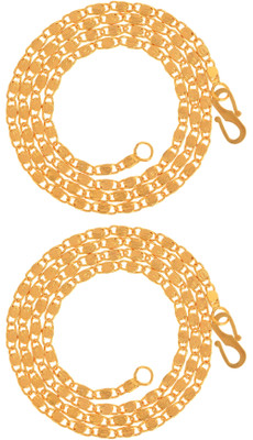AanyaCentric 22 inches Long Combo of 2 Gold-plated Plated Brass Chain Set