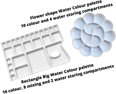 KHYATI Plastic 26 Paint Wells Palettes(Set of 2, White)