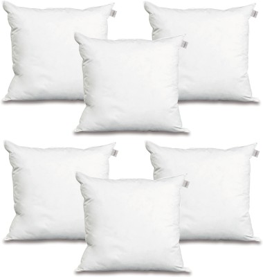 Manswini Creation Microfibre Solid Cushion Pack of 6(White)