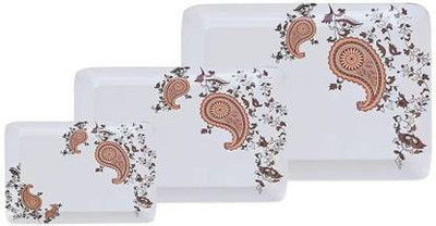 DEVDOX MELLAMINE SERVING TRAY Tray(Pack of 3, Microwave Safe)
