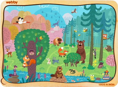 Webby Cartoon Jungle Wooden Jigsaw Puzzle, 24pcs(24 Pieces)