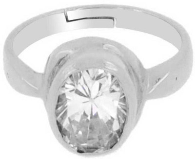 RATAN BAZAAR White zircon stone ring Natural stone white zircon unheated & untreated stone Lab Certified for unisex Stone Zircon Silver Plated Ring
