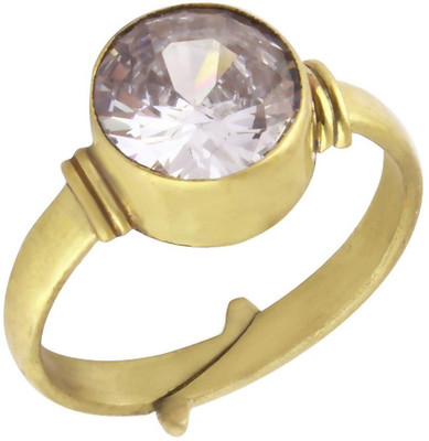 KUNDLI GEMS White zircon stone ring Natural stone white zircon unheated & untreated stone Lab Certified for unisex Stone Zircon Gold Plated Ring