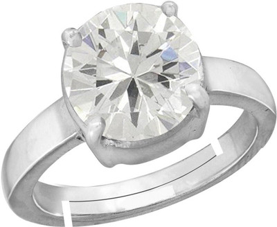 KUNDLI GEMS White zircon stone ring Natural stone white zircon unheated & untreated stone Lab Certified for unisex Stone Zircon Silver Plated Ring