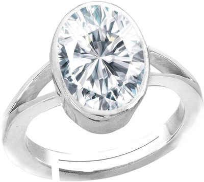 KUNDLI GEMS White zircon stone ring Natural stone white zircon unheated & untreated stone Lab Certified for unisex Stone Zircon Silver Plated Ring