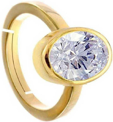 KUNDLI GEMS White zircon stone ring Natural stone white zircon unheated & untreated stone Lab Certified for unisex Stone Zircon Gold Plated Ring