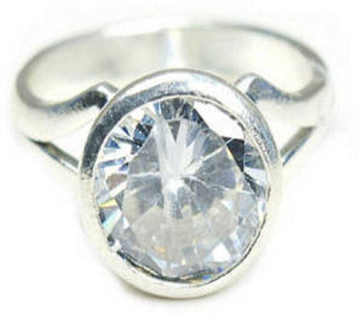 RATAN BAZAAR White zircon stone ring Natural stone white zircon unheated & untreated stone Lab Certified for unisex Stone Zircon Silver Plated Ring