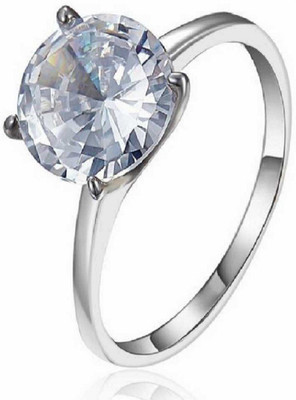 RATAN BAZAAR White zircon stone ring Natural stone white zircon unheated & untreated stone Lab Certified for unisex Stone Zircon Silver Plated Ring
