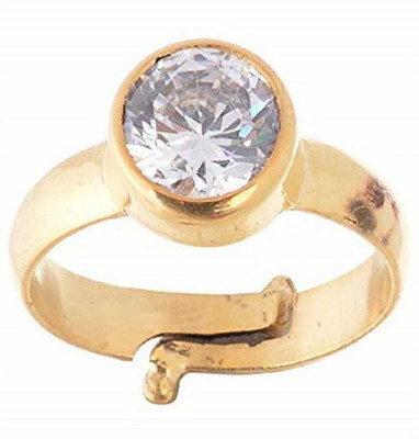 KUNDLI GEMS White zircon stone ring Natural stone white zircon unheated & untreated stone Lab Certified for unisex Stone Zircon Gold Plated Ring