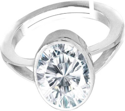 RATAN BAZAAR White zircon stone ring Natural stone white zircon unheated & untreated stone Lab Certified for unisex Stone Zircon Silver Plated Ring