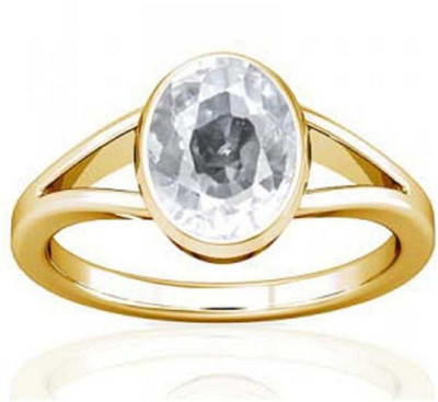 KUNDLI GEMS White zircon stone ring Natural stone white zircon unheated & untreated stone Lab Certified for unisex Stone Zircon Gold Plated Ring