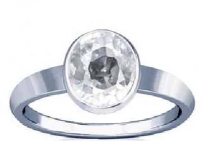 KUNDLI GEMS White zircon stone ring Natural stone white zircon unheated & untreated stone Lab Certified for unisex Stone Zircon Silver Plated Ring