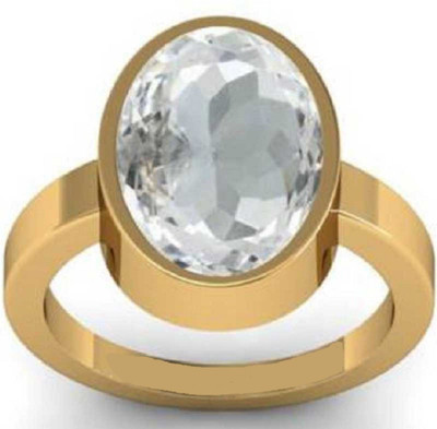 RATAN BAZAAR White zircon stone ring Natural stone white zircon unheated & untreated stone Lab Certified for unisex Stone Zircon Gold Plated Ring