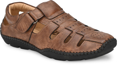 SHENCES Men Sandals(Tan , 6)