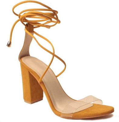 Fusion Factory Women Heels(Yellow , 9)
