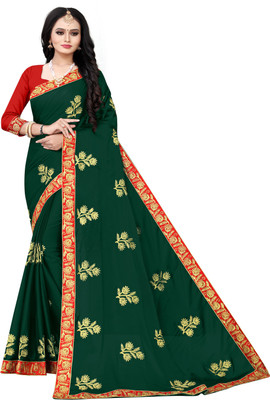 BHAKTI BHUSHAN CREATION Embroidered Bollywood Silk Blend, Polyester Saree(Green)