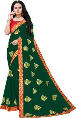 BHAKTI BHUSHAN CREATION Embroidered Bollywood Silk Blend, Polyester Saree(Multicolor)