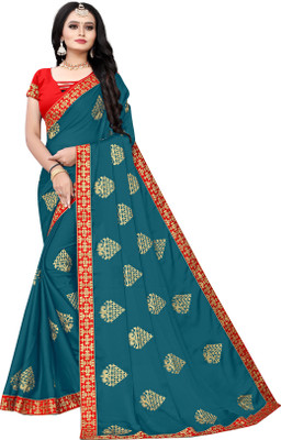 BHAKTI BHUSHAN CREATION Embroidered Bollywood Silk Blend, Polyester Saree(Multicolor)