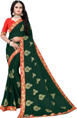 BHAKTI BHUSHAN CREATION Embroidered Bollywood Silk Blend, Polyester Saree(Multicolor)